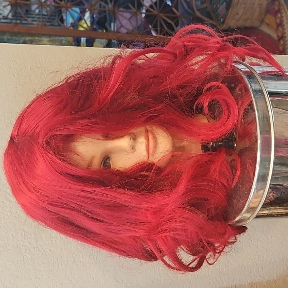 New In Bag MAP OF BEAUTY  Long Wavy Red Cosplay Wig 24"